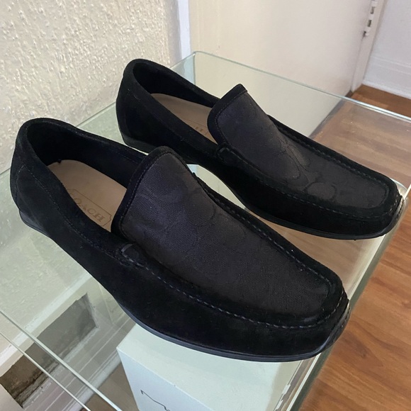 Dead stock, monogram, black suede, rubber sole, slip on, driving moccasin - Picture 1 of 4